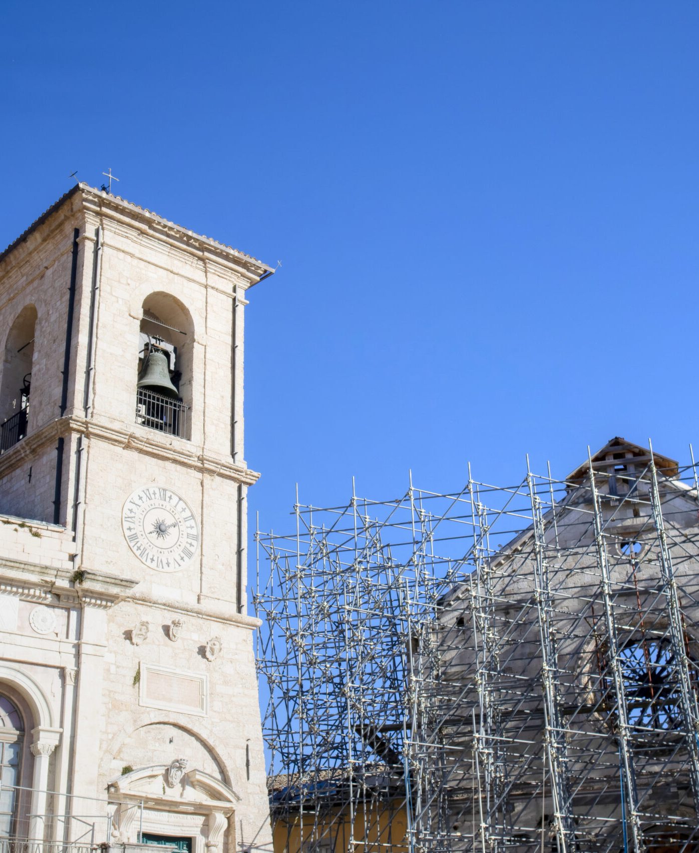 The reconstruction of the city of Norcia in central Italy after the devastating earthquake.
